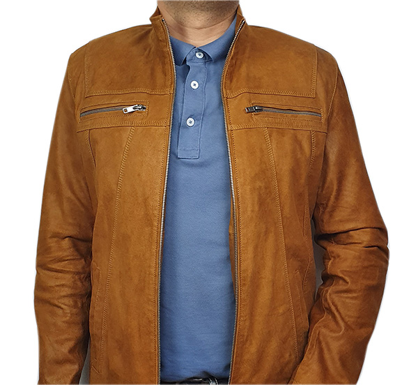 Blouson cuir irisé noisette