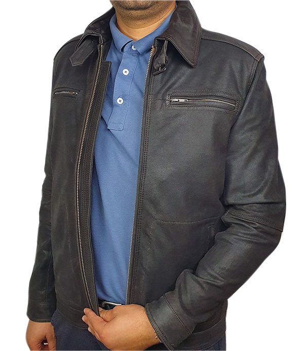 Blouson cuir vachette noir sergio