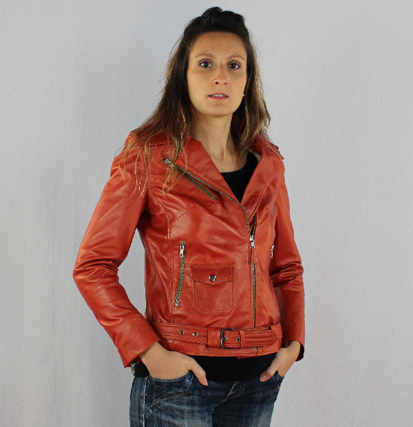 Blouson femme perfecto en cuir agneau nina