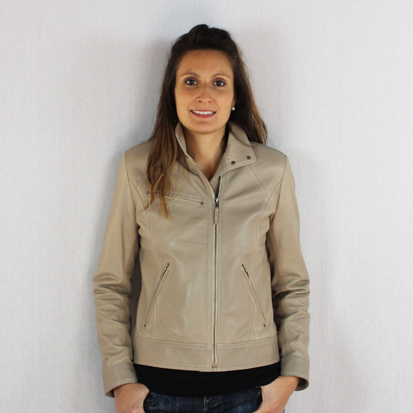 Blouson en cuir souple beige