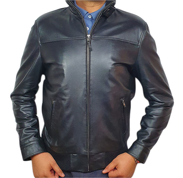 Blouson cuir bleu marine pour homme – Image 5