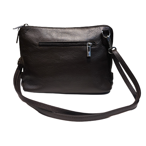 petit sac à main en cuir vachette grainé noir vu de dos