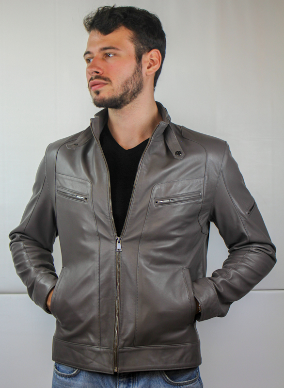 Blouson Milano Gris souris de face demi ouvert