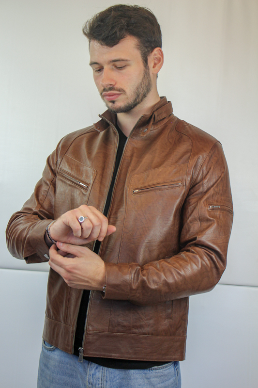 Blouson Milano pain brulé ouvert pris de 3/4