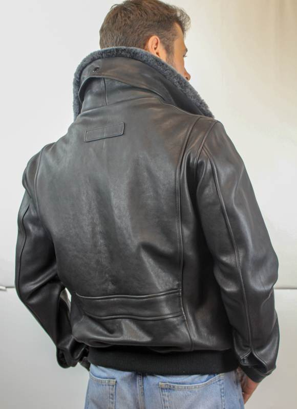 Blouson "Aviateur" en Cuir Noir Homme – Image 5