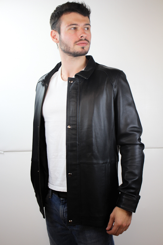 Veste en Cuir noir "Karl" pour homme – Image 2