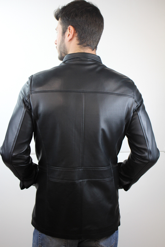 Veste en Cuir noir "Karl" pour homme – Image 4