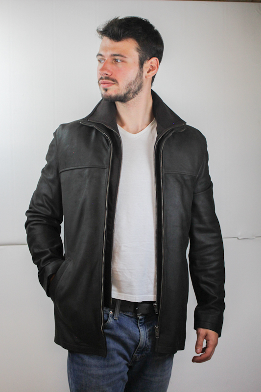 Veste demi longueur nubuck mike ouverte de face