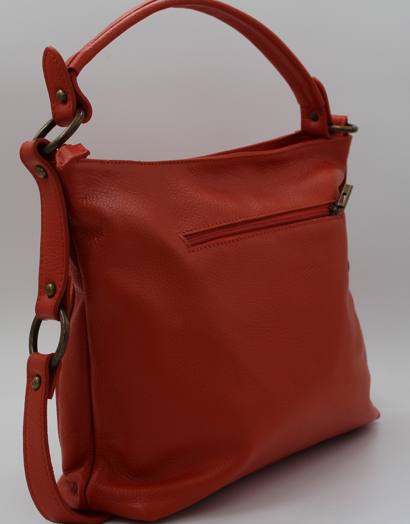 Sac à main en cuir vachette orange – Image 2