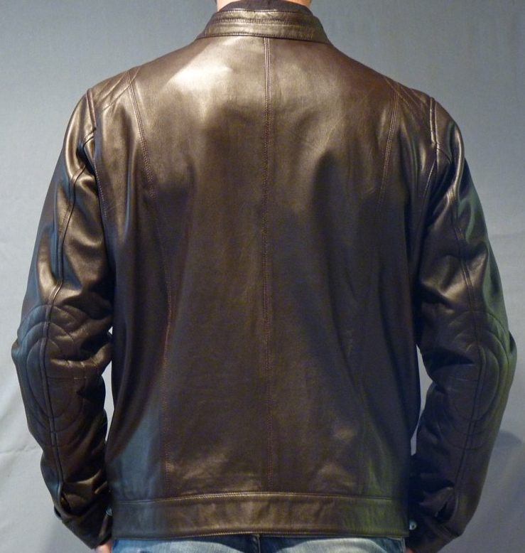 Blouson en cuir marron style moto pour homme – Image 5