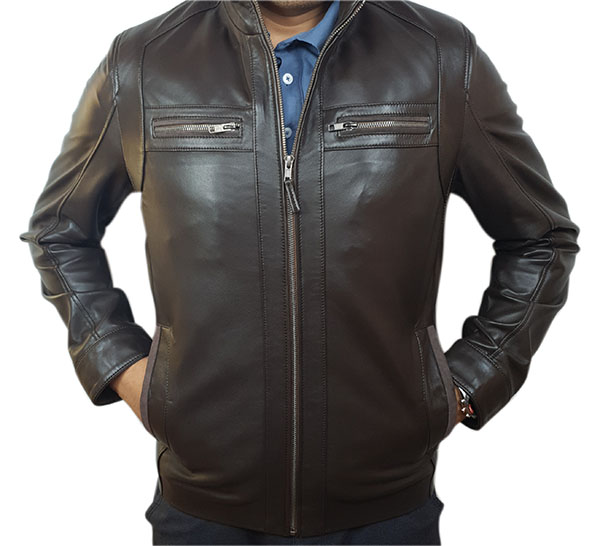 Blouson cuir agneau marron foncé – Image 10