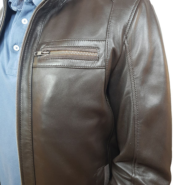 Blouson cuir agneau marron foncé – Image 5