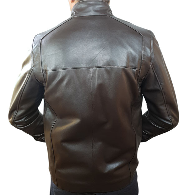 Blouson cuir agneau marron foncé – Image 9