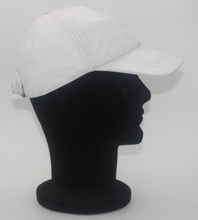 Casquette en cuir agneau blanc – Image 2