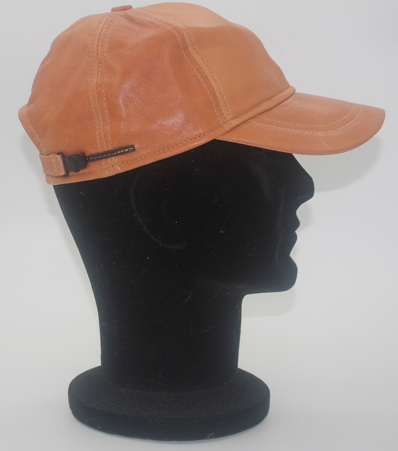 Casquette en cuir agneau camel – Image 2