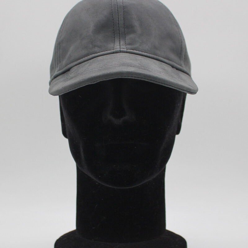 Casquette en cuir d'agneau gris