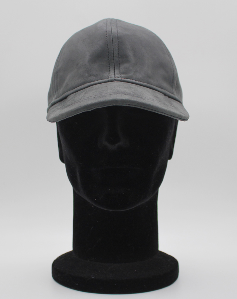 Casquette en cuir d'agneau gris