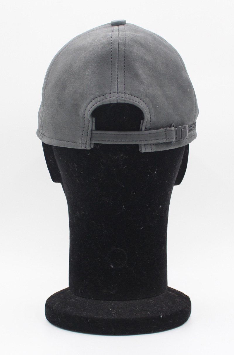 Casquette en cuir d'agneau gris – Image 3