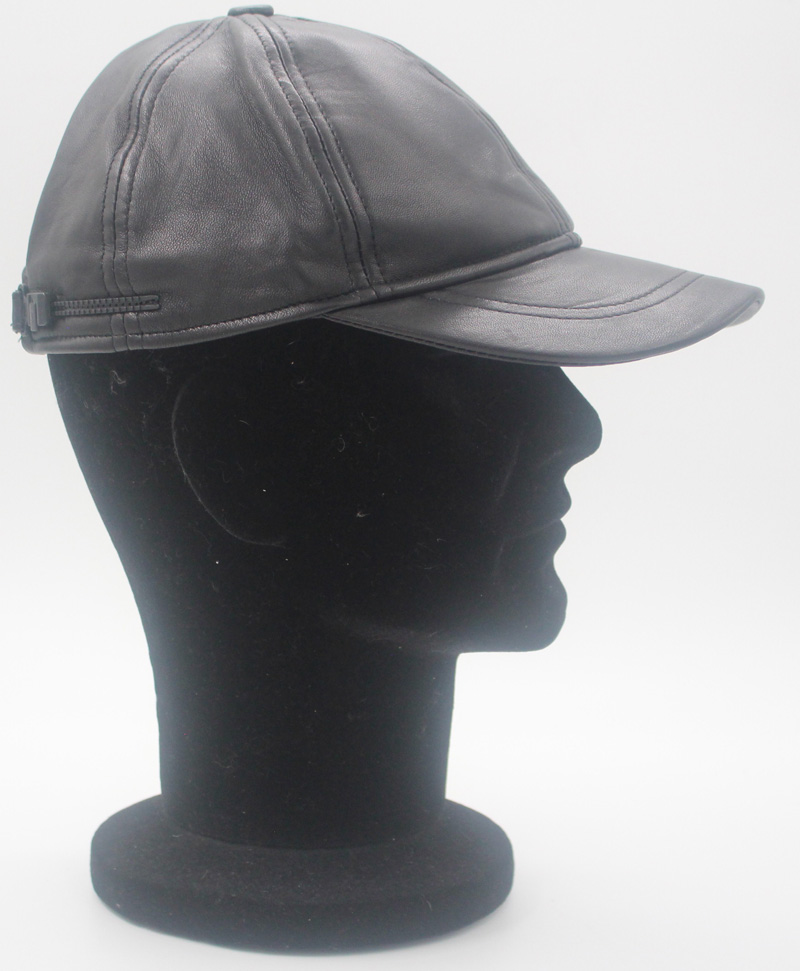 Casquette en cuir agneau noir – Image 3