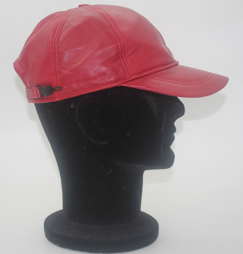 Casquette en cuir agneau rouge – Image 2