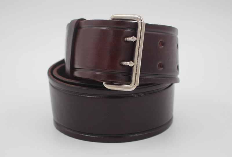 Ceinture en cuir double ardillon marron