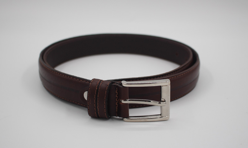Ceinture en cuir marron foncé fine – Image 2