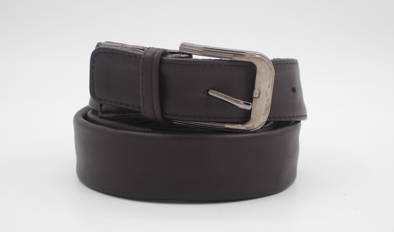 Ceinture en cuir zippée marron