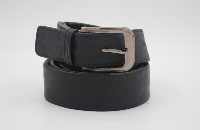 Ceinture en cuir zippée noir
