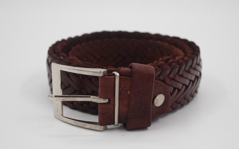 Ceinture en cuir tressée marron – Image 2