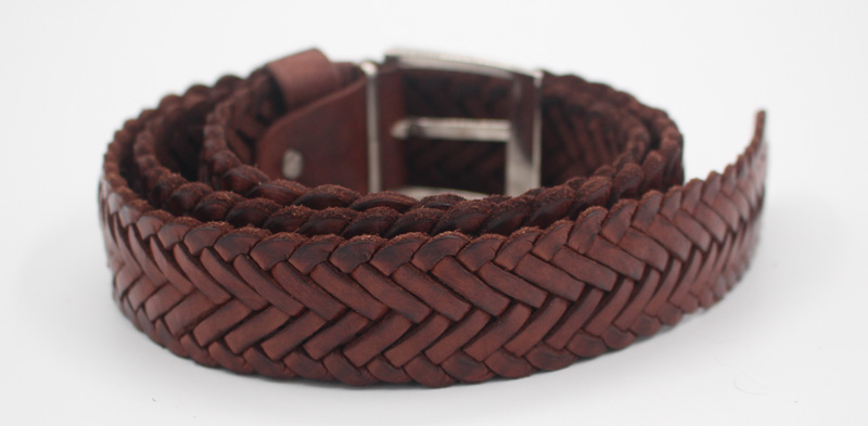 Ceinture en cuir tressée marron – Image 3