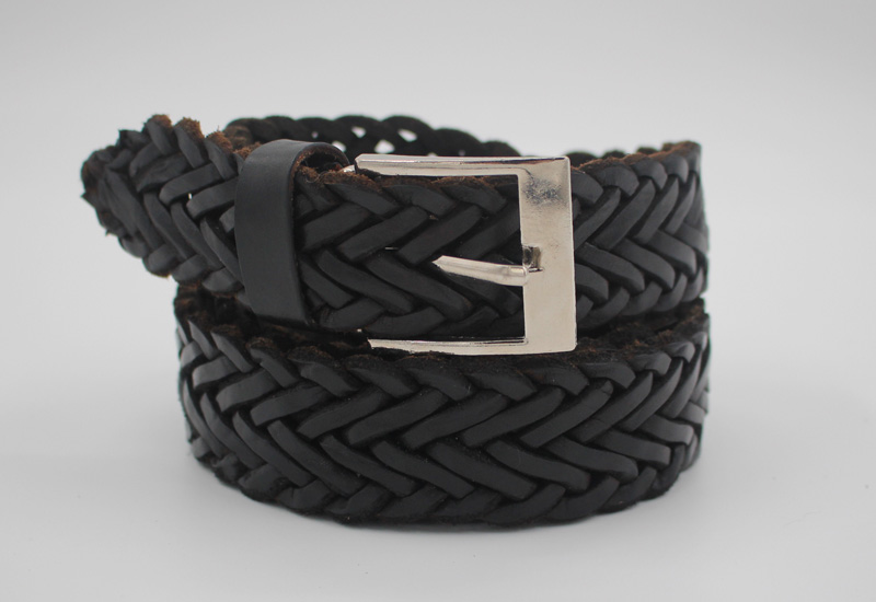 Ceinture en cuir tressée noir