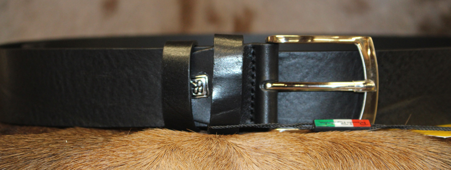 Ceinture en cuir noir large – Image 2