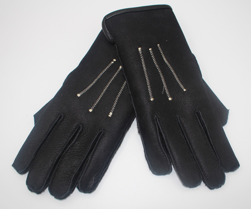 Gants en peau lainée noir