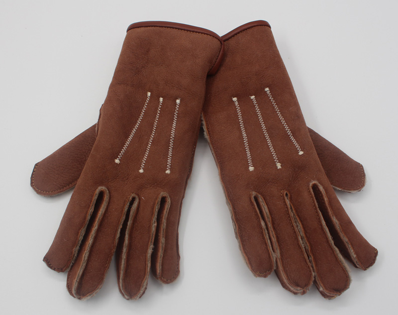 Gants en peau lainée camel