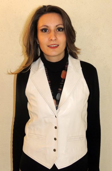 Gilet en cuir blanc femme
