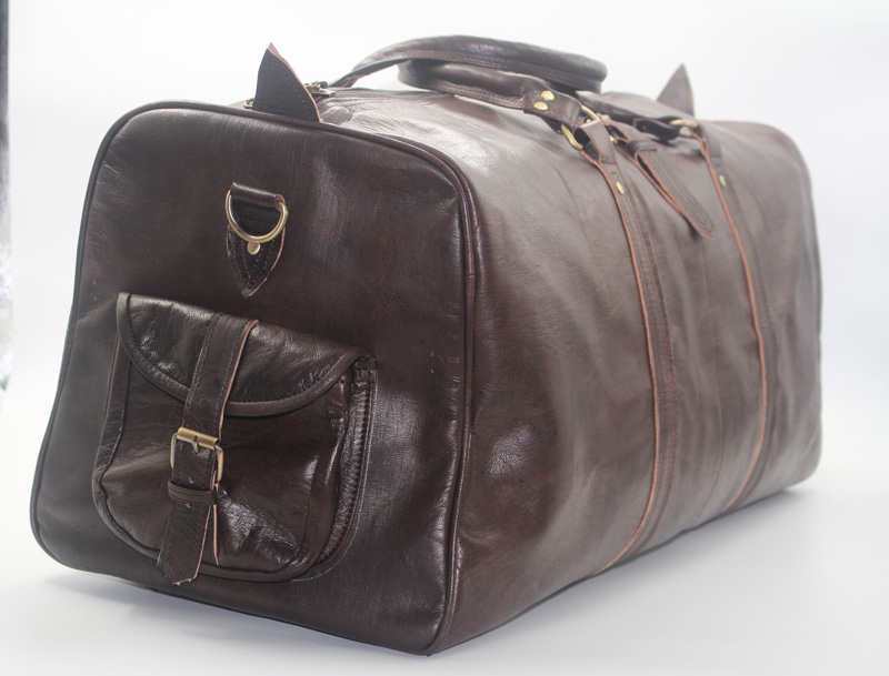Sac de voyage en Cuir - Marron foncé - Format Moyen – Image 3