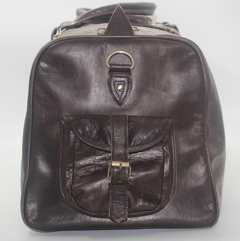 Sac de voyage en Cuir - Marron foncé - Format Moyen – Image 2
