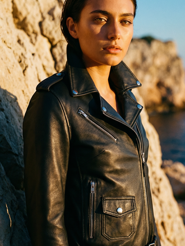 Blouson perfecto en cuir noir