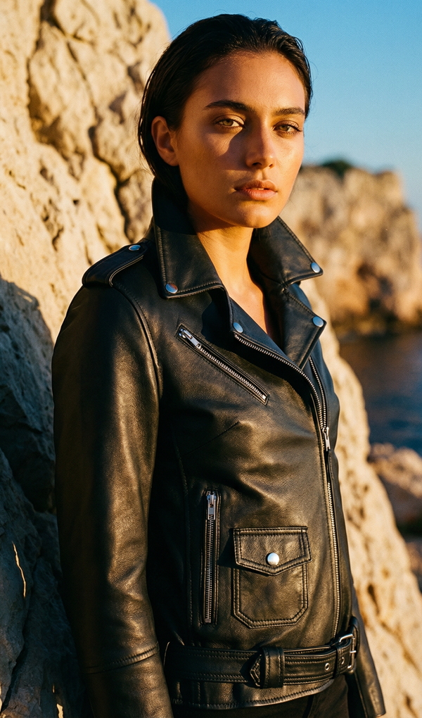 Blouson perfecto en cuir noir