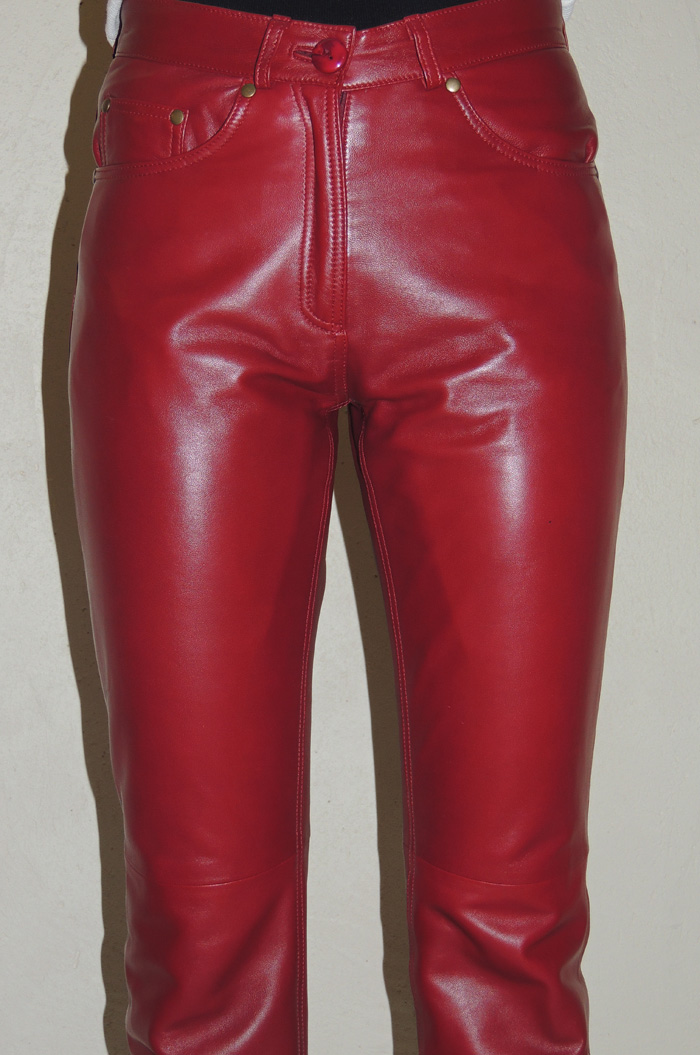 Pantalon en cuir rouge femme 501 – Image 2