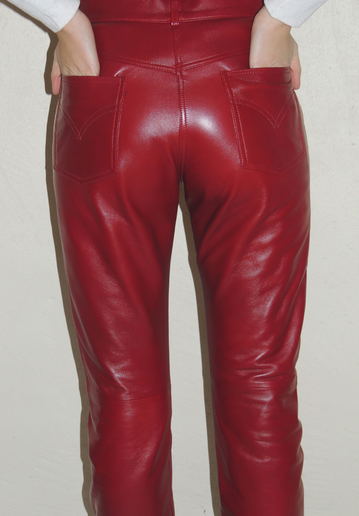 Pantalon en cuir rouge femme 501 – Image 4