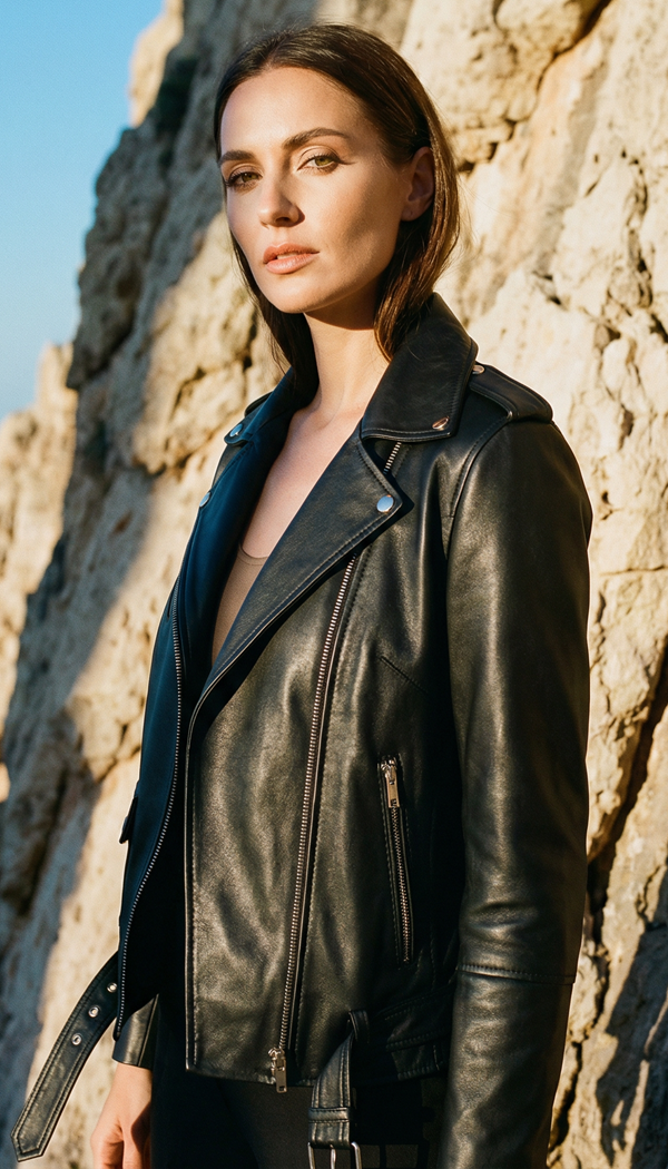 Blouson perfecto en cuir noir – Image 6