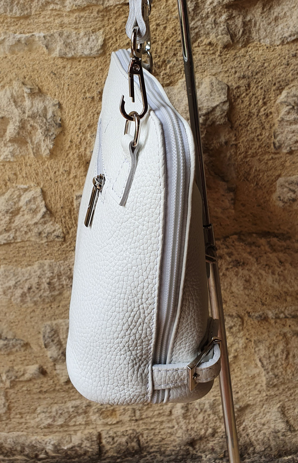 Pochette en cuir grainé blanche – Image 2