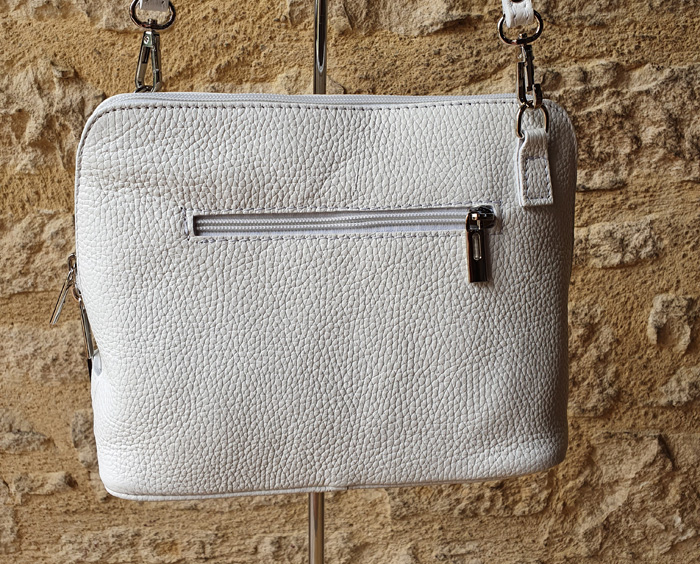Pochette en cuir grainé blanche – Image 3