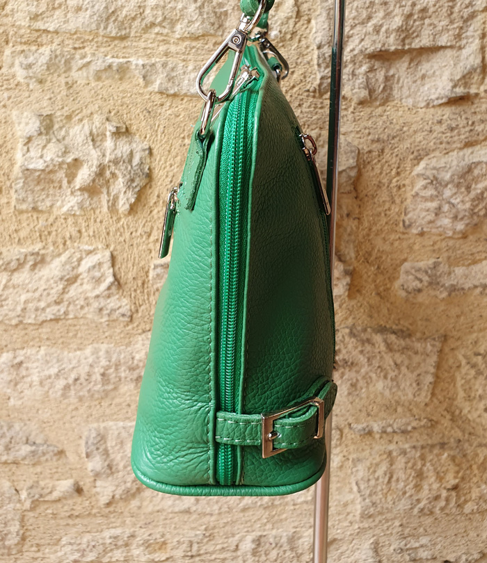 Pochette en cuir grainé vert – Image 2