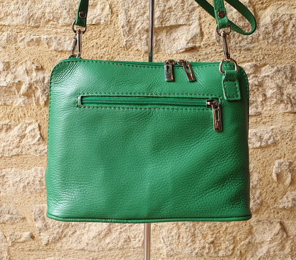 Pochette en cuir grainé vert – Image 3
