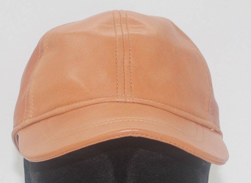 Casquette en cuir agneau camel