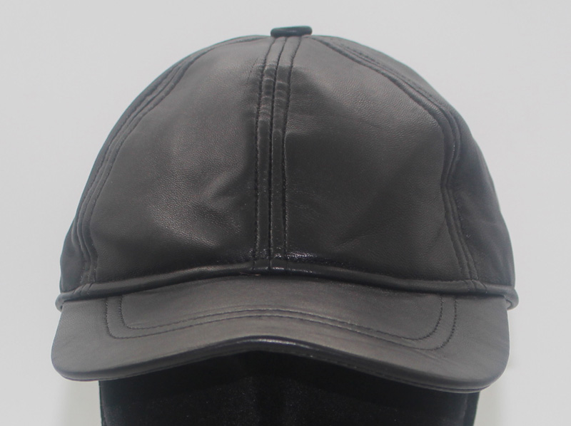 Casquette en cuir agneau noir