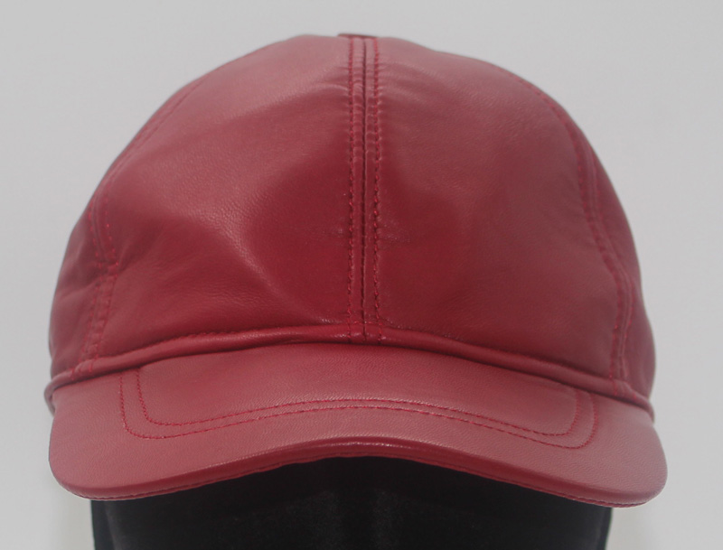 Casquette en cuir agneau rouge