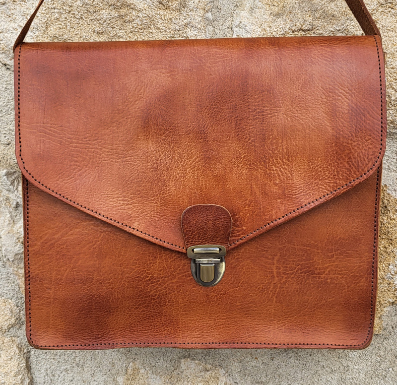 Pochette en Cuir marron naturel
